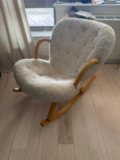 Sedia a dondolo in Oak e pelle d'agnello di Arnold Madsen