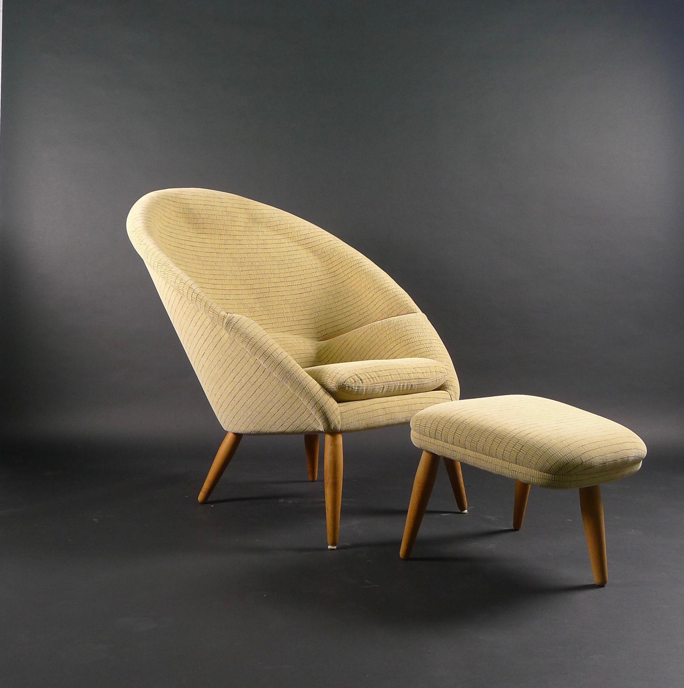 Danish Arnold Madsen, Oda Lounge Chair and Ottoman, Designed 1957, Denmark