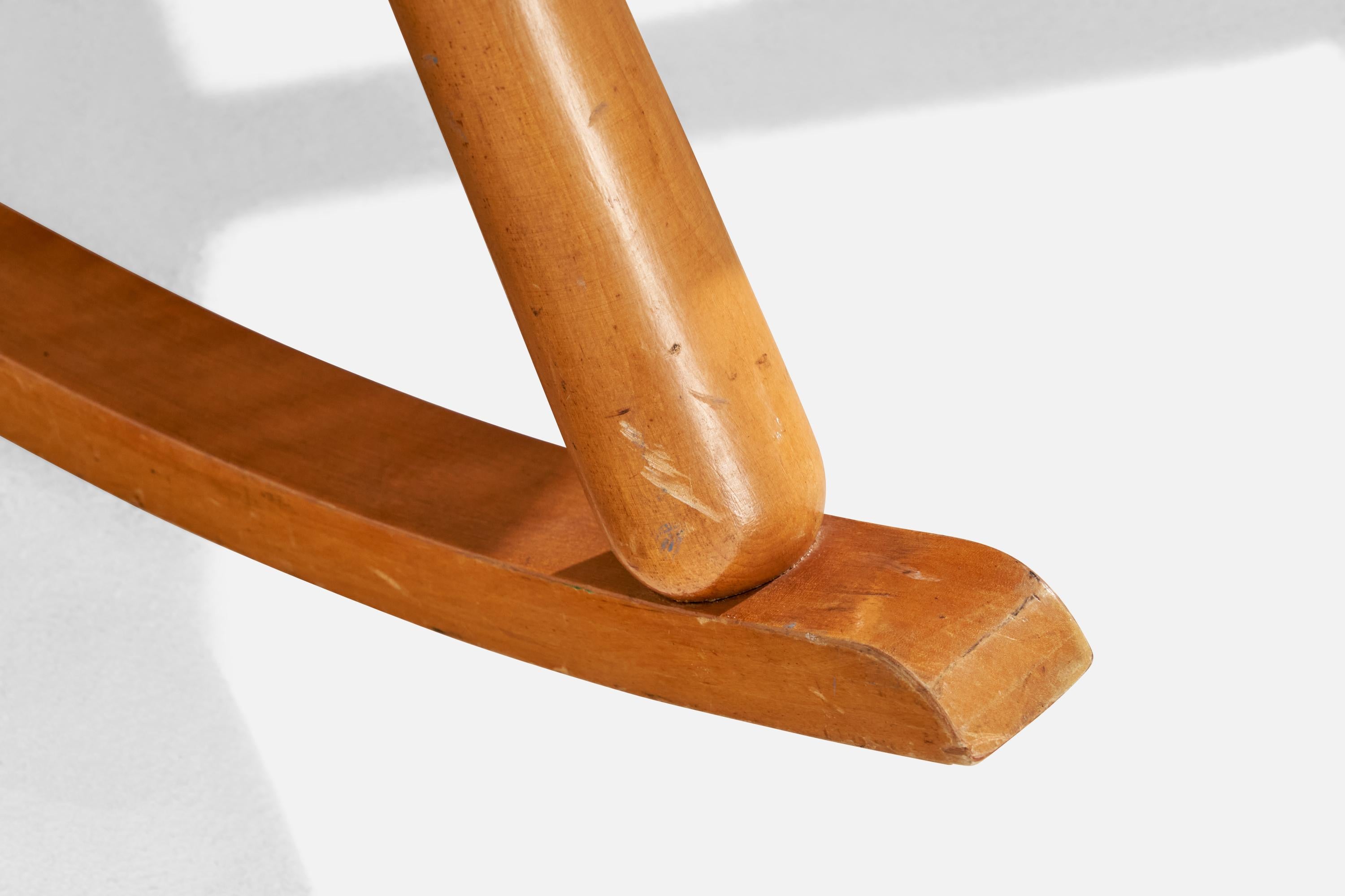Arnold Madsen, Rocking Chair, Beech, Leatherette, Sweden, 1950s For Sale 3