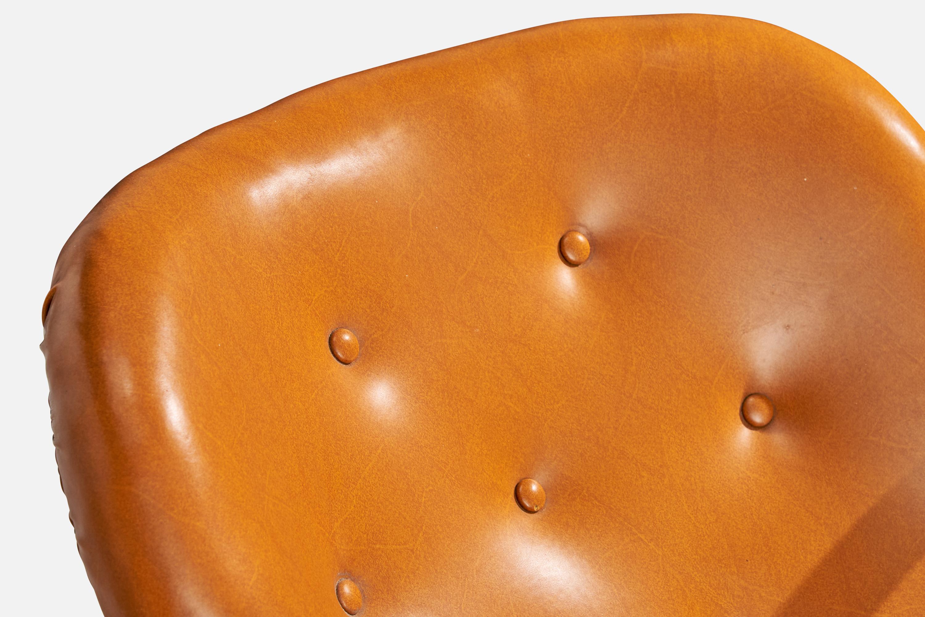 Arnold Madsen, Rocking Chair, Beech, Leatherette, Sweden, 1950s For Sale 6