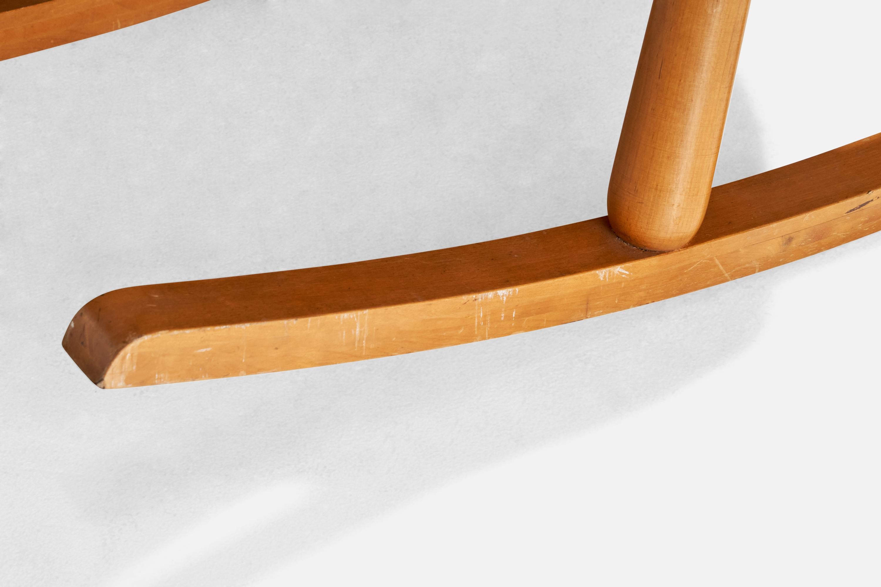 Arnold Madsen, Rocking Chair, Beech, Leatherette, Sweden, 1950s For Sale 2