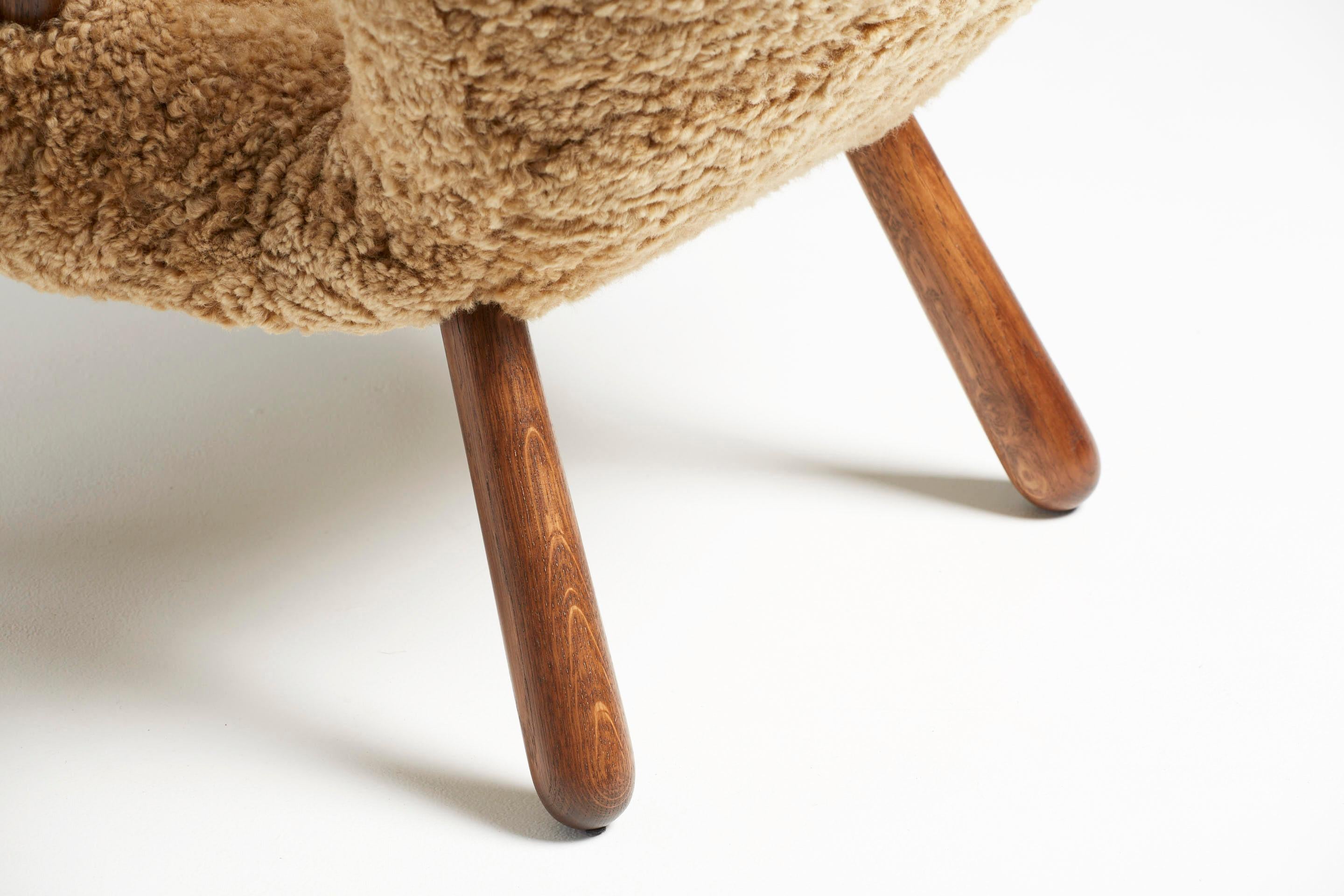 Re-Edition Sheepskin Clam Chairs by Arnold Madsen For Sale 3