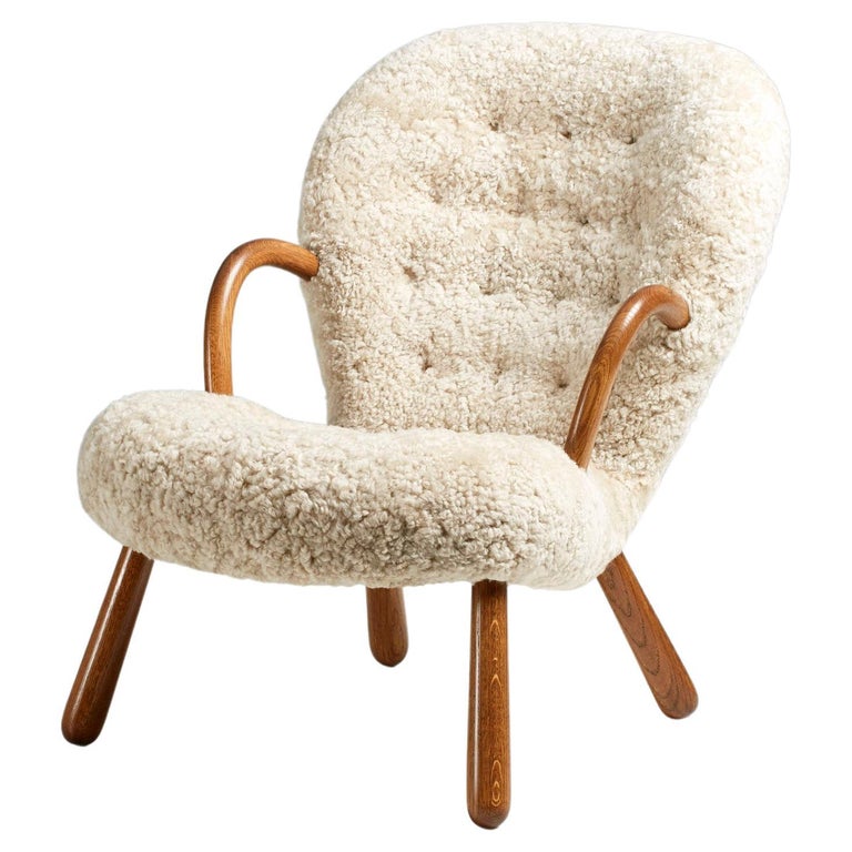 Arnold Madsen Sheepskin Clam Chair 1944 For Sale