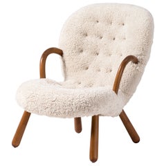 Chaise de palourde en peau de mouton Arnold Madsen:: années 1950
