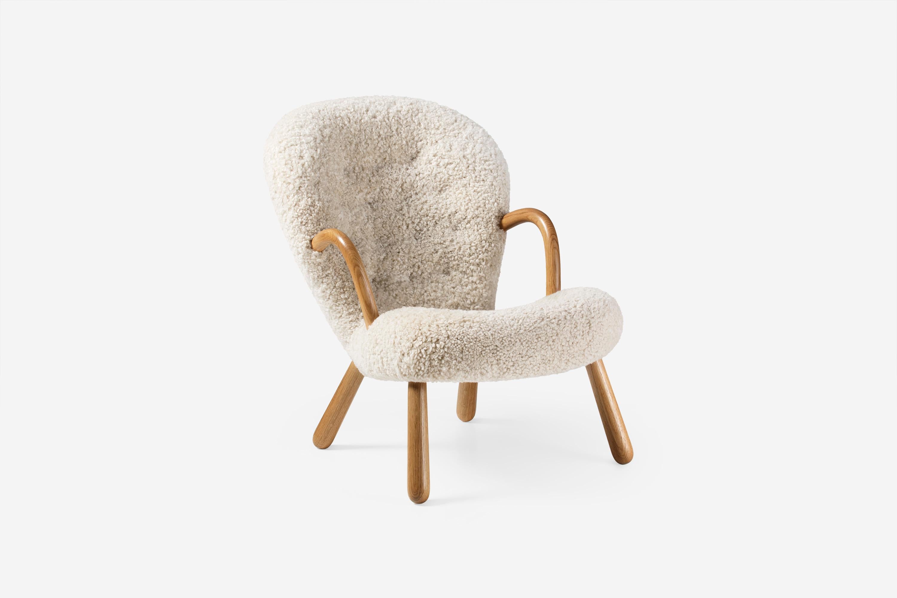 Arnold Madsen Schafsleder-Lammstuhl & Hocker aus Schafsleder im Angebot 4