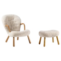 Arnold Madsen Sheepskin Clam Chair & Stool