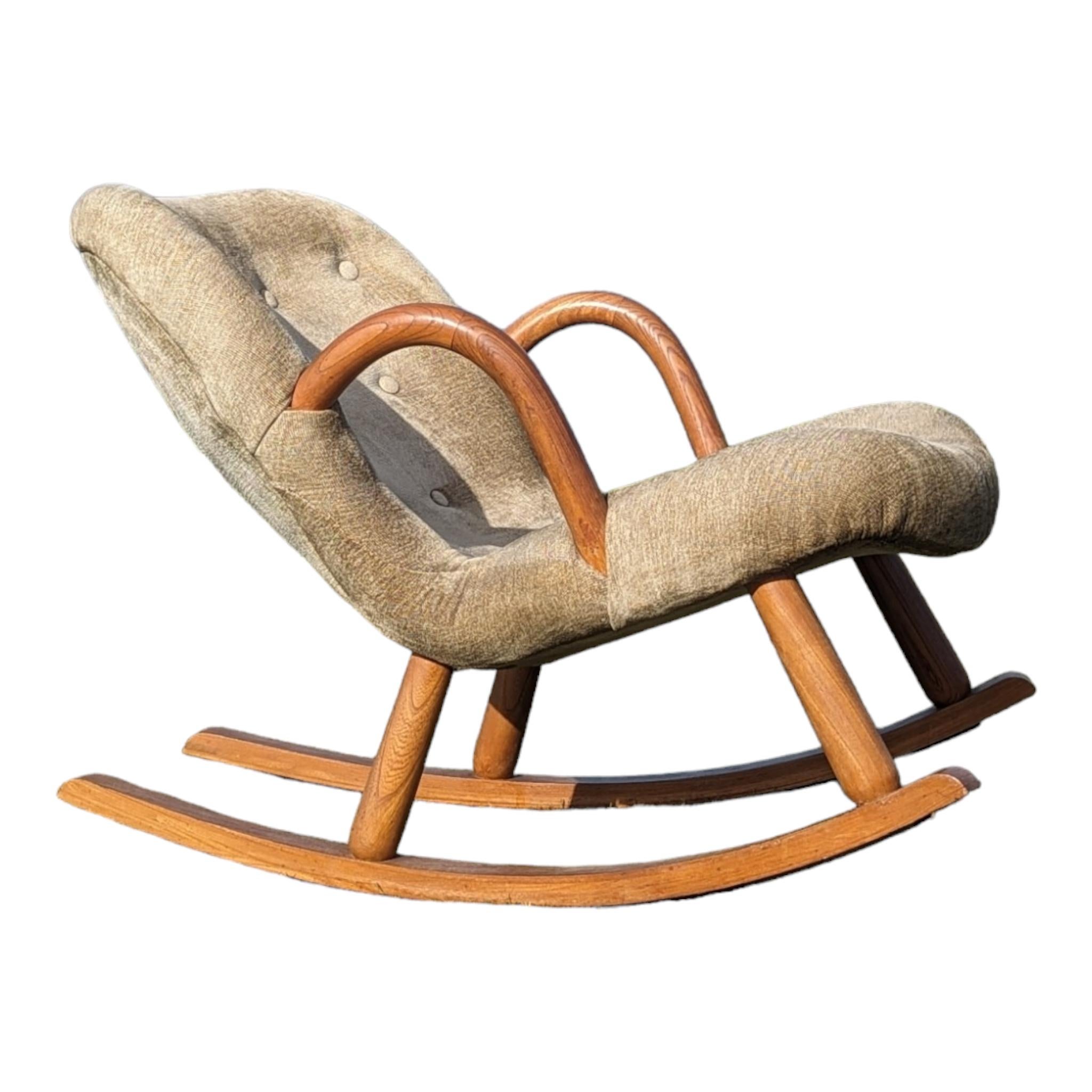 Mid-Century Modern Rare Arnold Madsen Attributed Clam Rocking Chair circa 1960s For Sale
