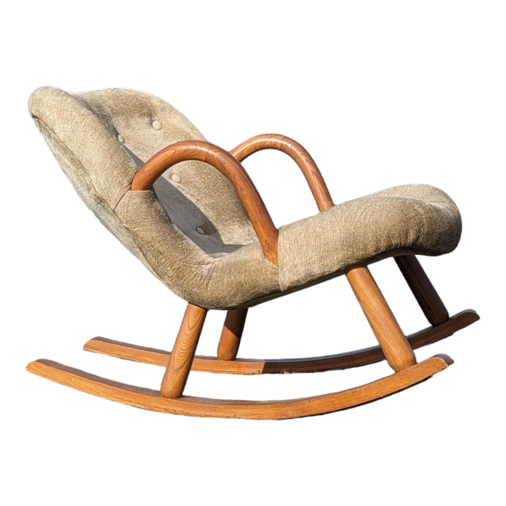 Danish Rare Arnold Madsen Attributed Clam Rocking Chair circa 1960s For Sale