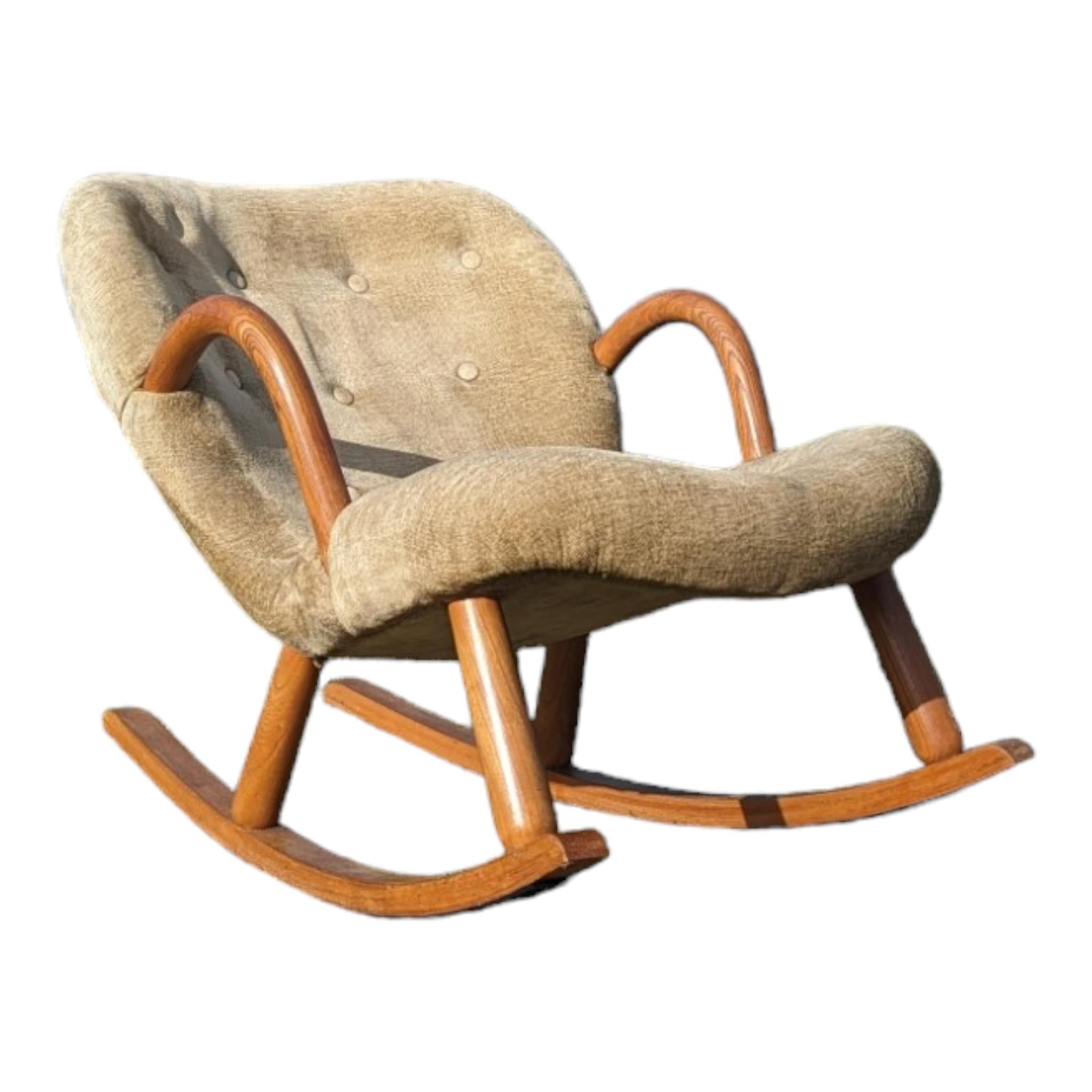 Beech Rare Arnold Madsen Attributed Clam Rocking Chair circa 1960s For Sale