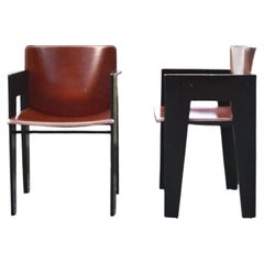 Arnold Merckx pour Arco Chaise de salle à manger en cuir sellier cognac Lot de 2