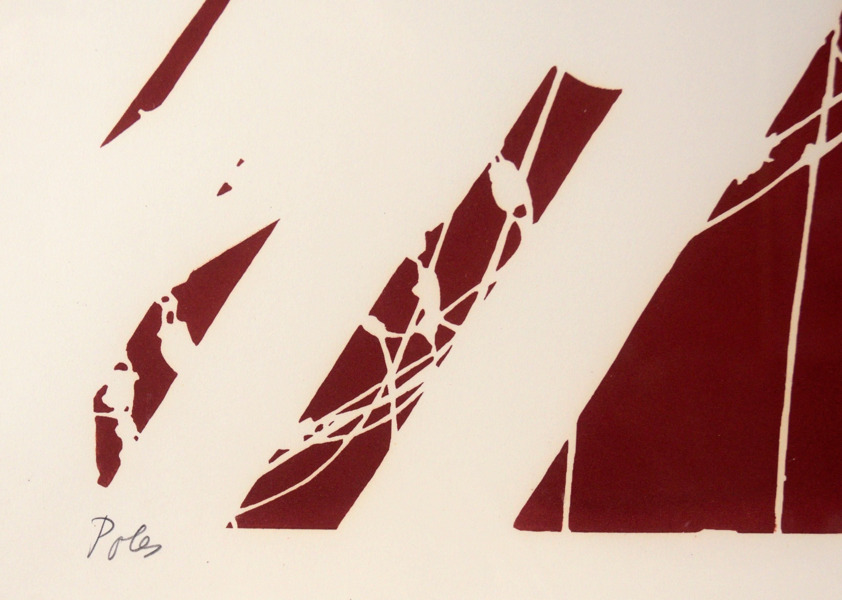 Minimalistische abstrakte Lithographie „Poles“ auf Papier im Angebot 4