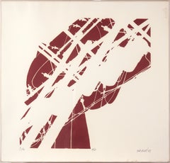 "Poles" Minimalist Abstract Lithograph on Paper