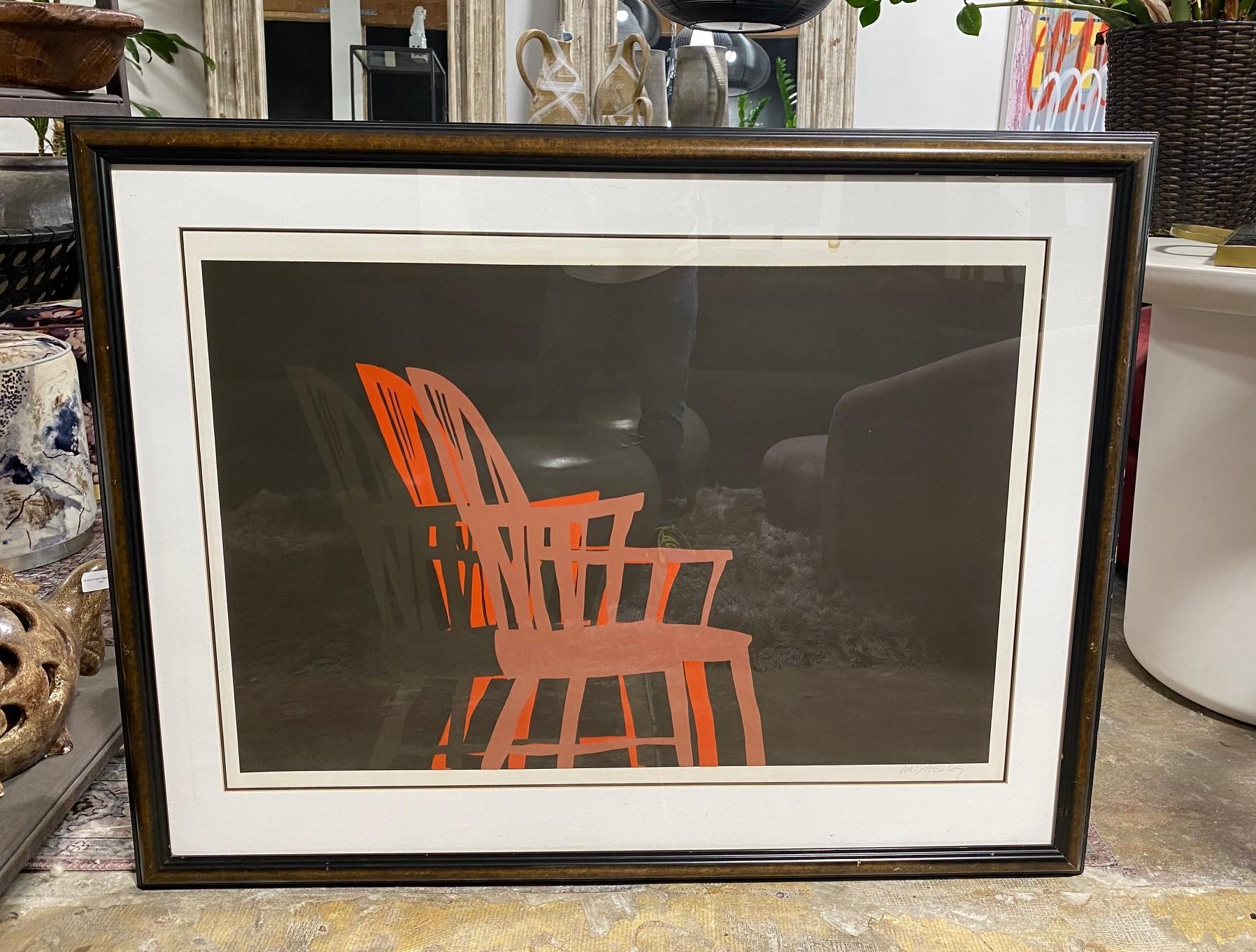 Paper Arnold Mesches Signed Chair Series Large Color Lithograph, 1969 For Sale