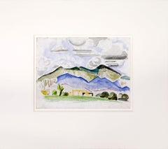 Sommer- Afternoon, Taos, New Mexico, Moderne Aquarell-Berglandschaft aus den 1920er Jahren