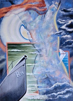 "Two Seas and a Moon" Surrealism American Scene WWII Modern WWI Denver WPA Era