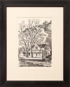 House at Gregory Point (Colorado), 1930s Black and White Landscape Lithograph 