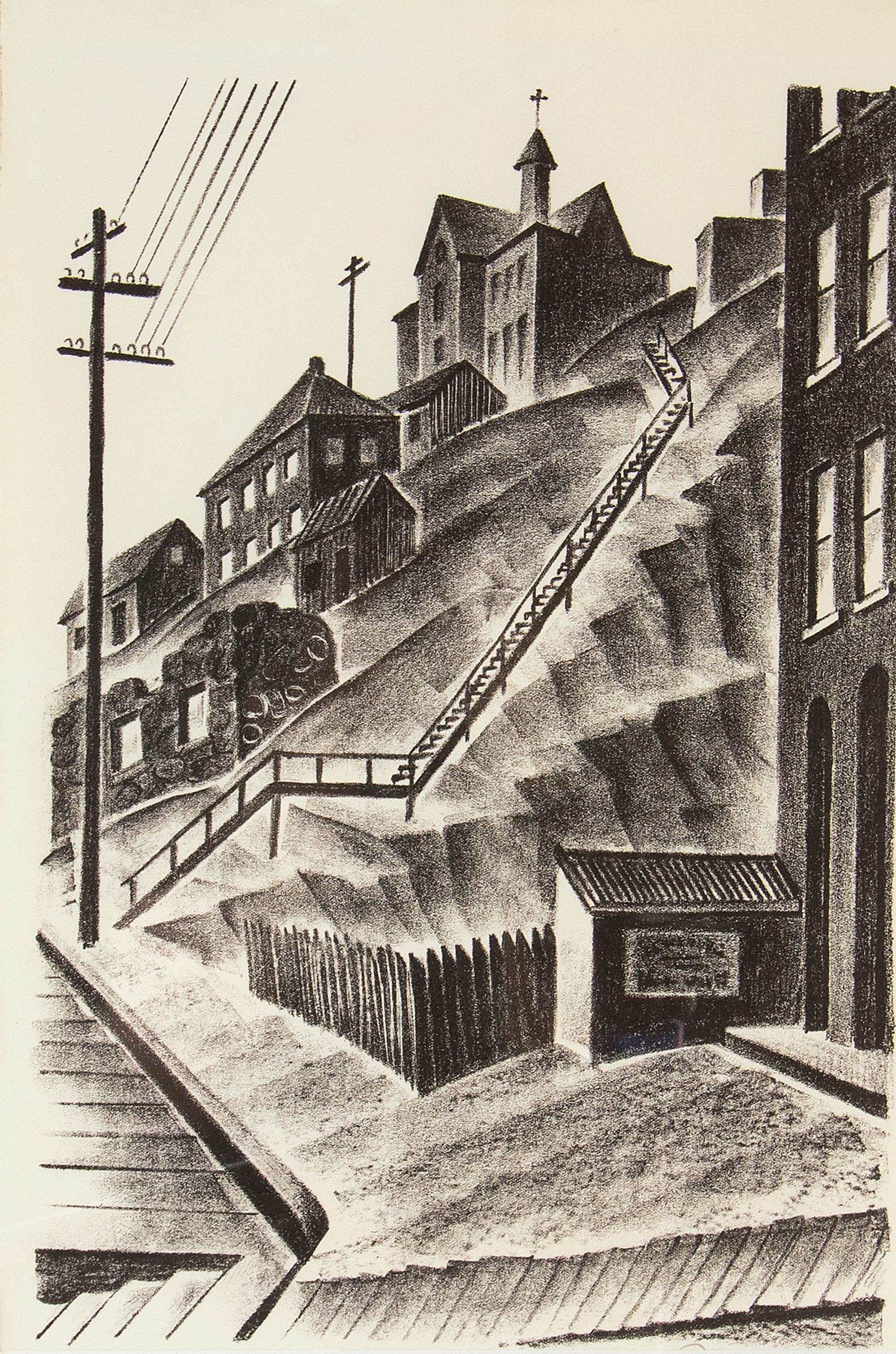Central City, Colorado, lithographie moderniste des années 1930, paysage urbain 3/25