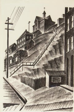 Central City, Colorado, lithographie moderniste des années 1930, paysage urbain 3/25