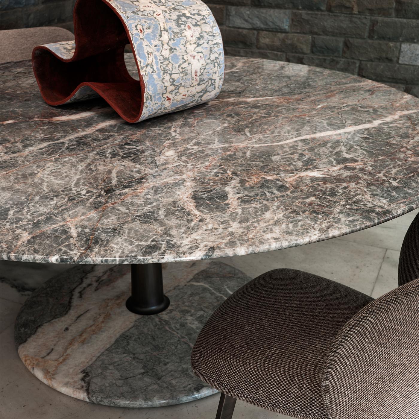 Italian Arnold Round Marble Dining Table by Paolo Rizzato For Sale