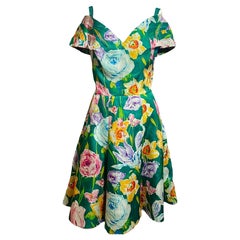 Arnold Scaasi 1950s Off-Shoulder Silk Floral Dress – Brooklyn Museum Provenance