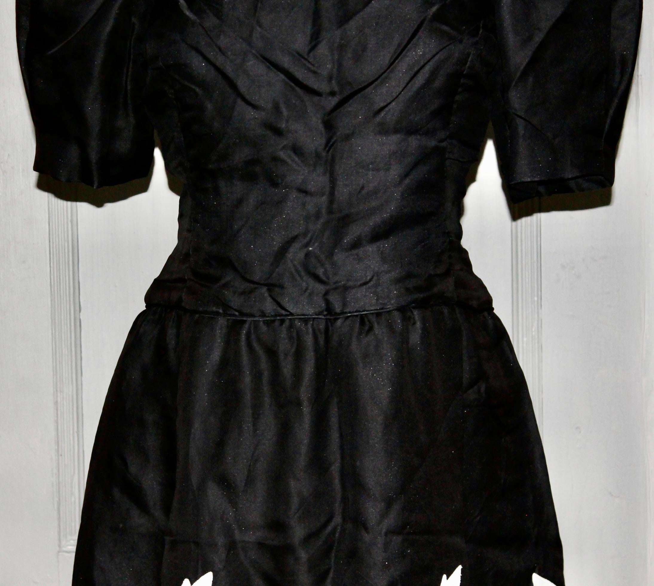 Arnold Scaasi Black with white Tulip Appliqués Cocktail Dress For Sale 2