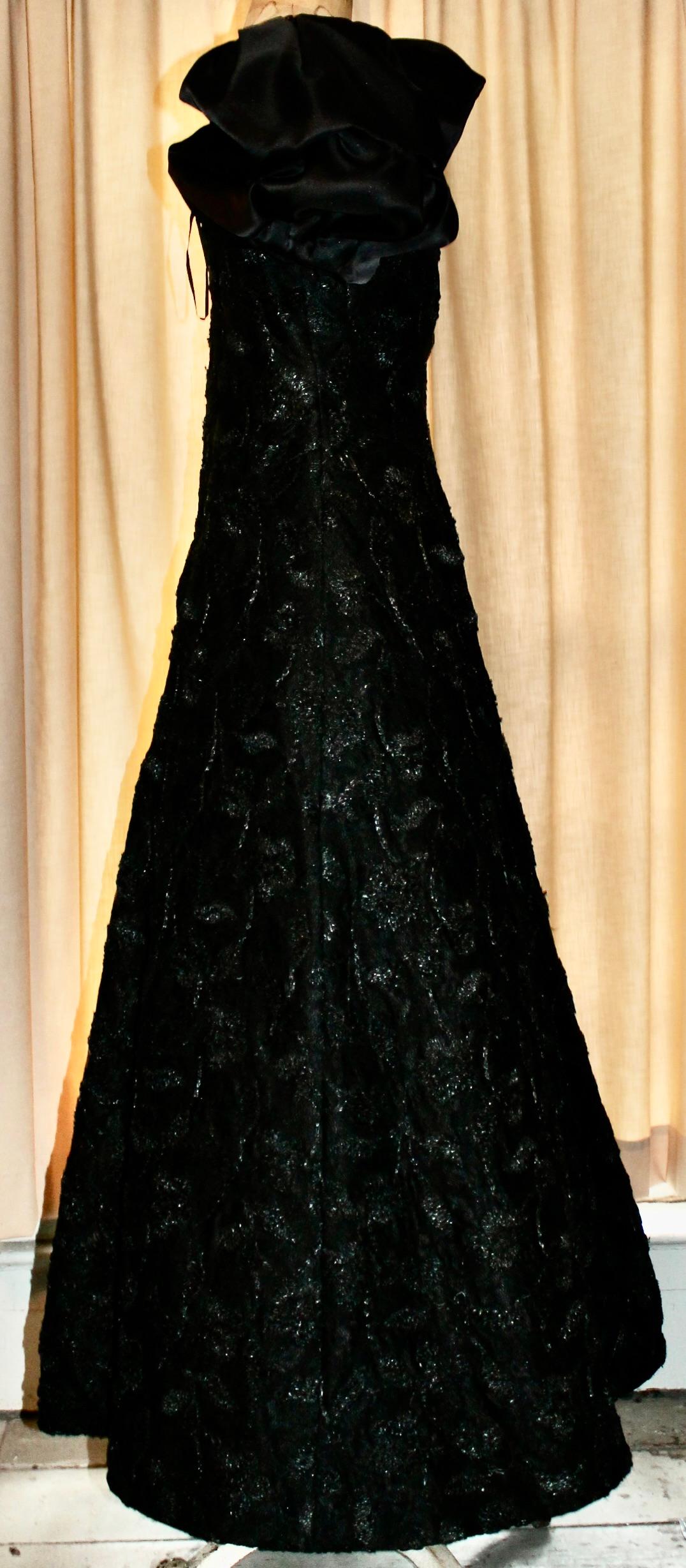 Noir Arnold Scaasi Boutique Black 1980's Evening Gown en vente
