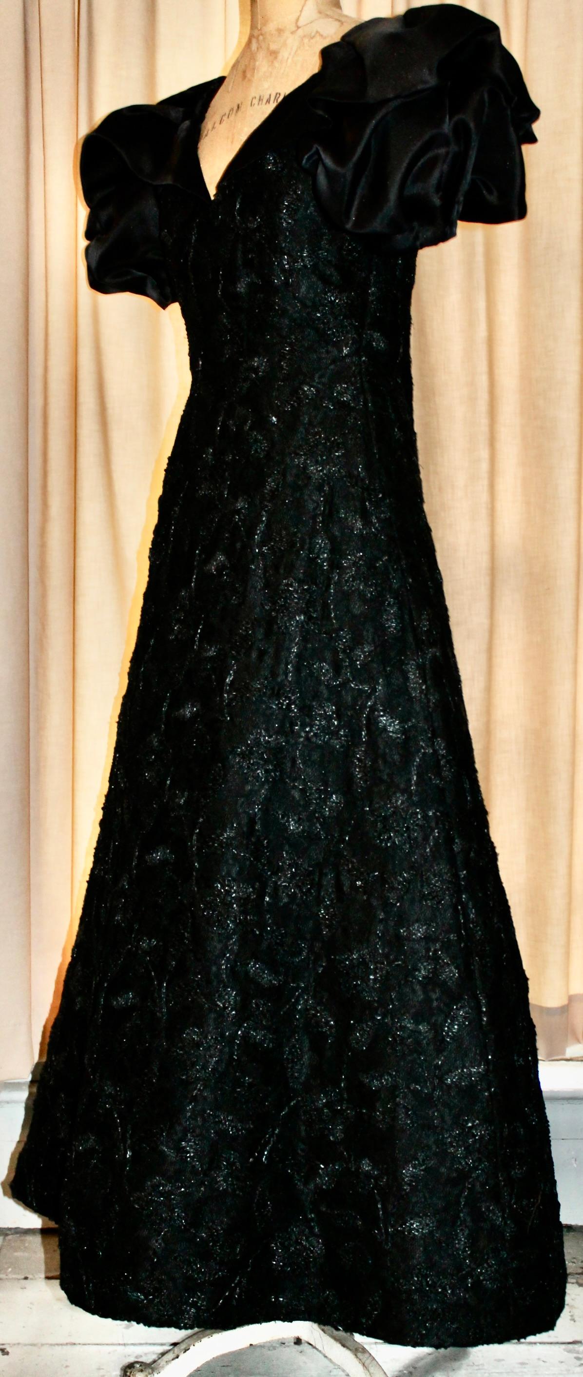 Arnold Scaasi Boutique Black 1980's Evening Gown Pour femmes en vente