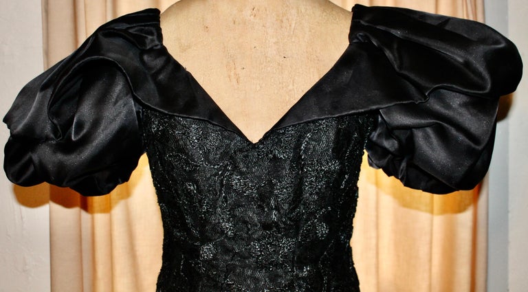 Arnold Scaasi Boutique Black 1980's Evening Gown