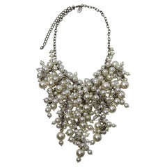 Collier vintage à plastron Arnold Scaasi, orné de perles et de perles de culture