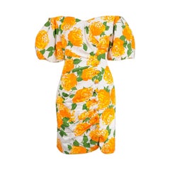 Arnold Scaasi - Robe de cocktail à épaules dénudées et froncée à imprimé floral