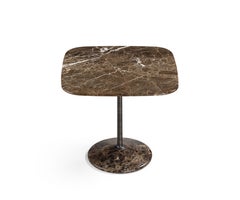 Arnold Short Table, Emperador Dark Top, Burnished Brass Structure, Made in Italy