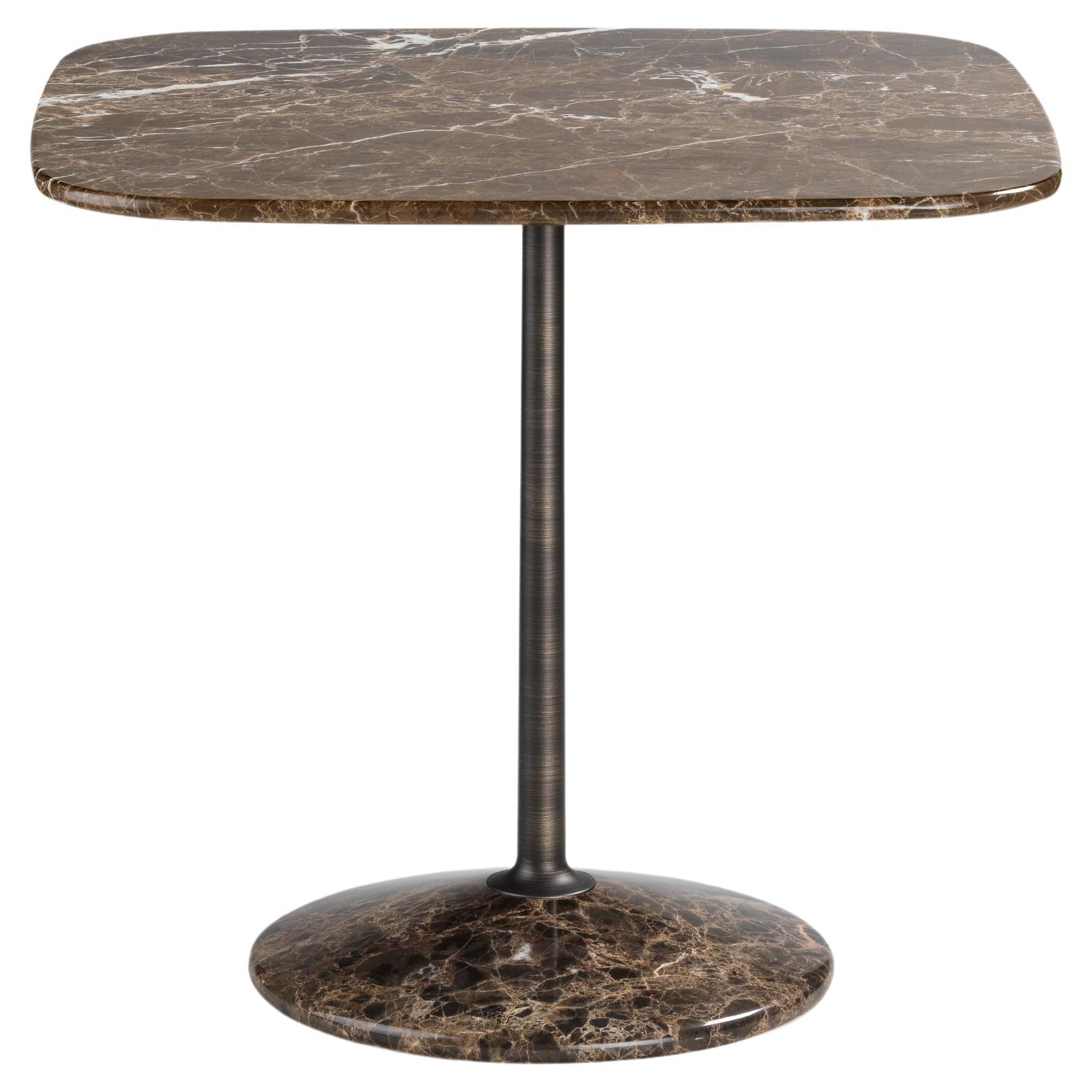Arnold Short Table, Emperador Dark Top, Burnished Brass Structure, Made in Italy For Sale