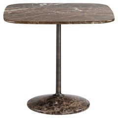Arnold Short Table, Emperador Dark Top, Burnished Brass Structure, Made in Italy