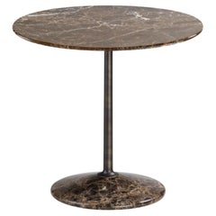 Arnold Short Table, Emperador Dark Top, Burnished Brass Structure, Made in Italy