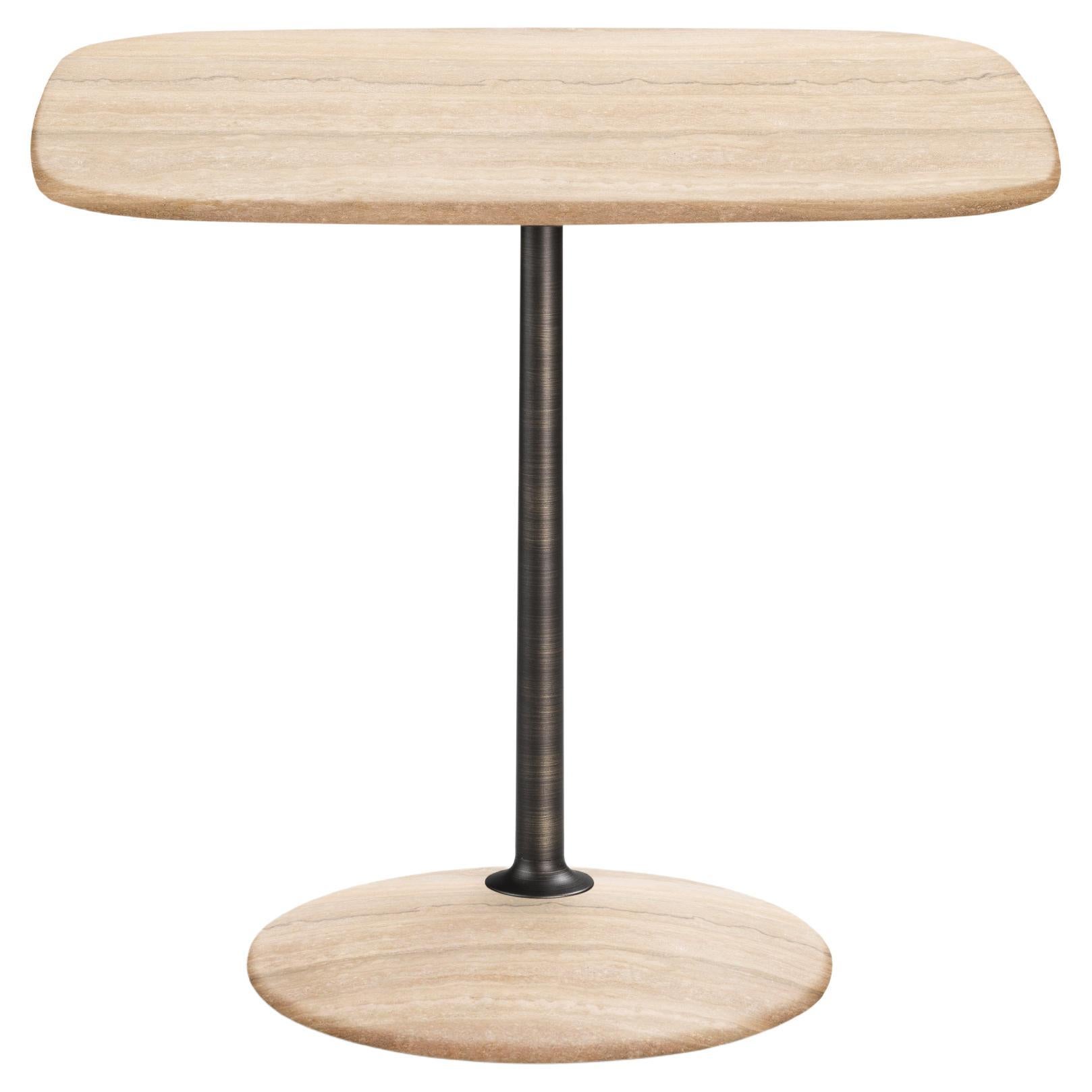 Arnold Kurzer Tisch, Platte aus Travertino, Struktur aus brüniertem Messing, Made in Italy