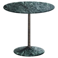 Arnold Short Table, Verde Alpi Top, Burnished Brass Structure, Made in Italy