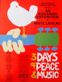 "3 Days of Peace & Music" Original Used Woodstock Concert Poster (Handsigned)