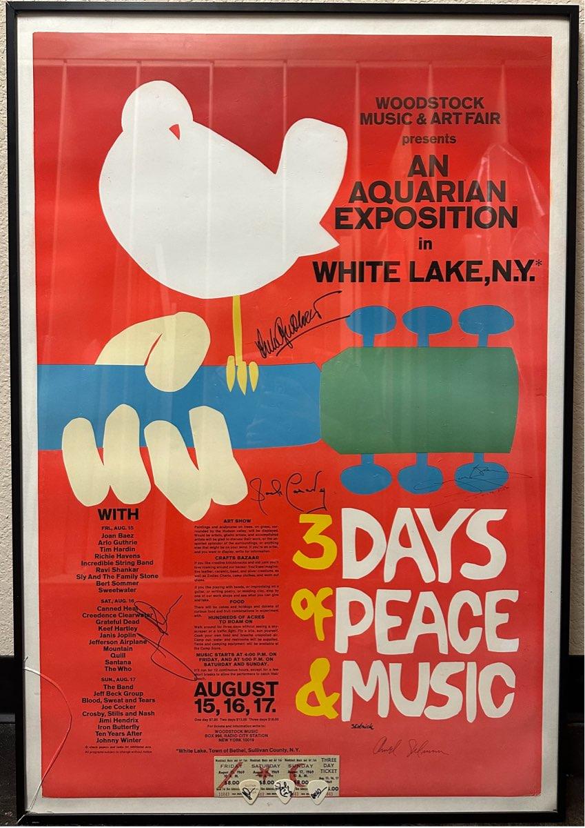 Arnold Skolnick Figurative Print - Woodstock Poster (Signed)