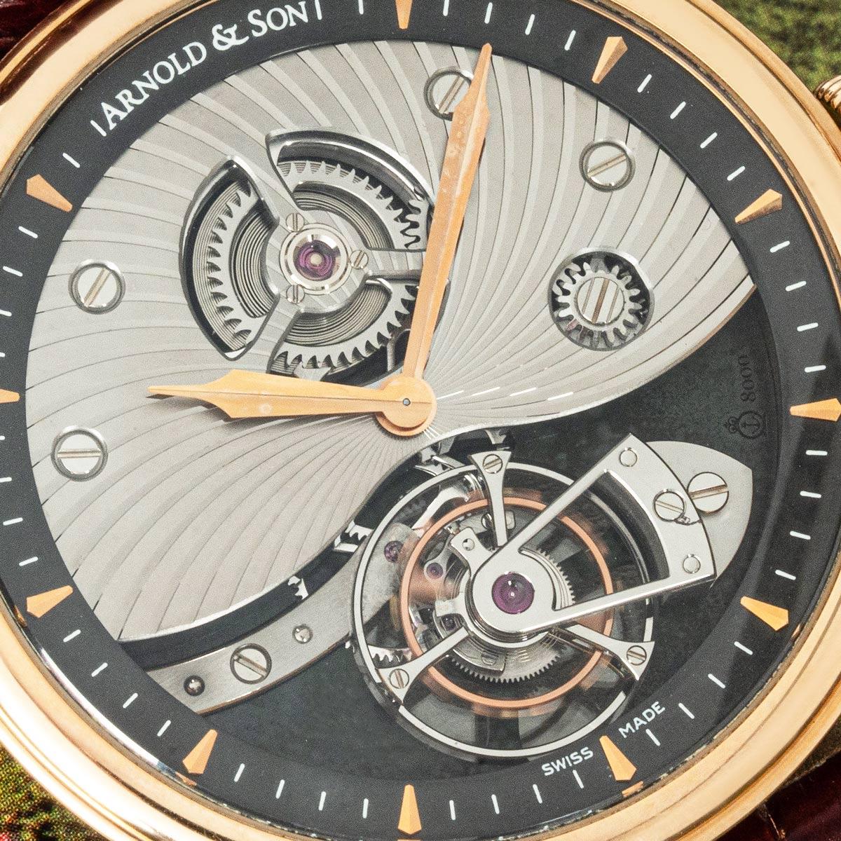 Arnold & Sohn Limitierte Auflage TE8 Turbillion Roségold 1SJAP.B01A im Zustand „Gut“ im Angebot in Mayfair, London, London