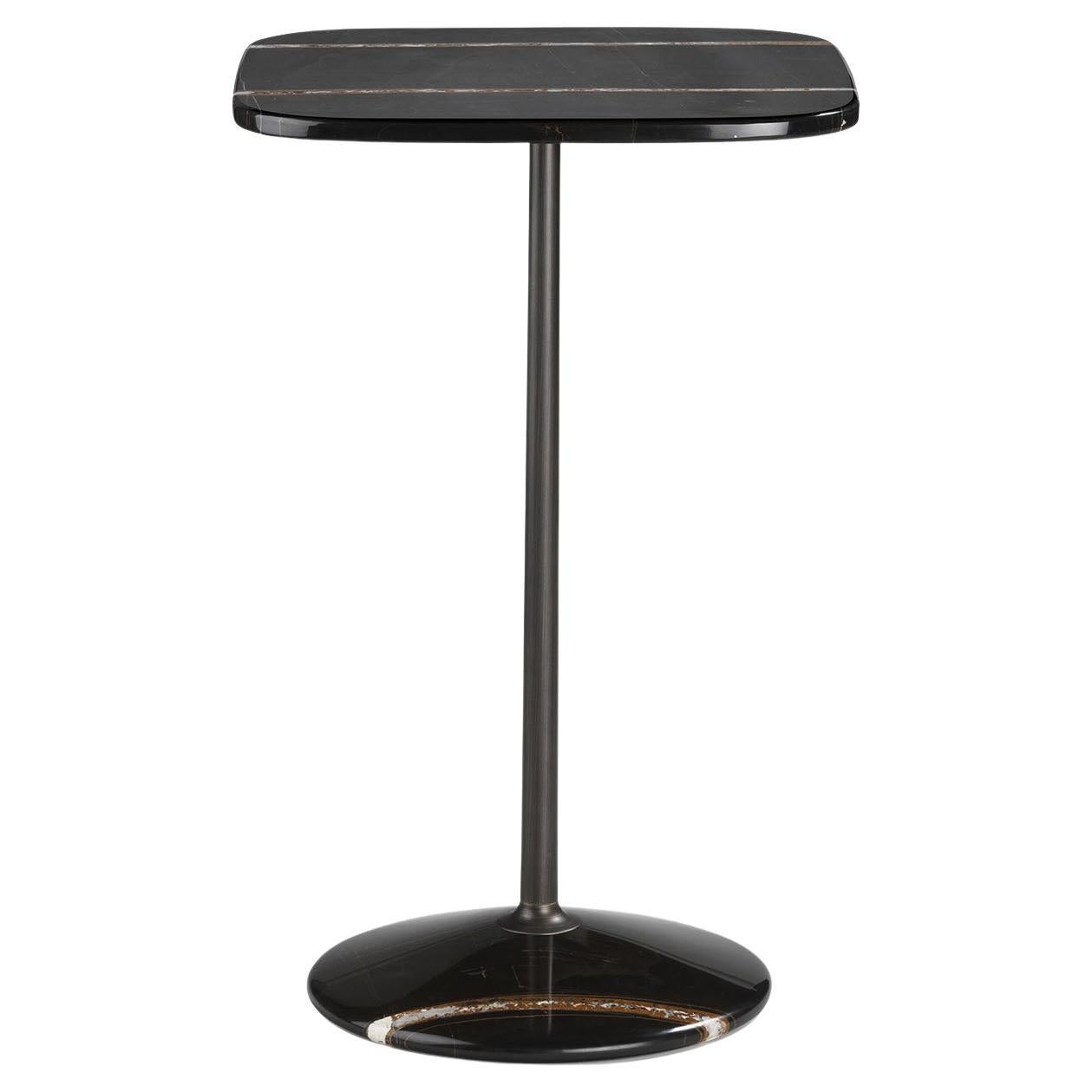Arnold Tall Square Black Marble Table For Sale