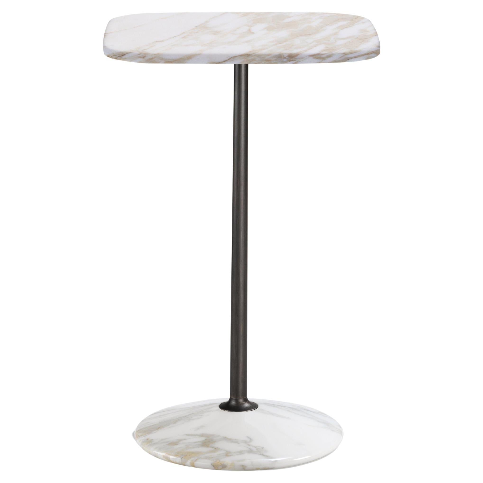 Arnold Tall Table, Calacatta Gold Top, Burnished Brass Structure, Made in Italy