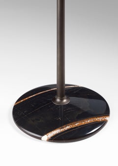 Arnold Tall Table, Sahara Noir Top, Burnished Brass Structure, Made in Italy