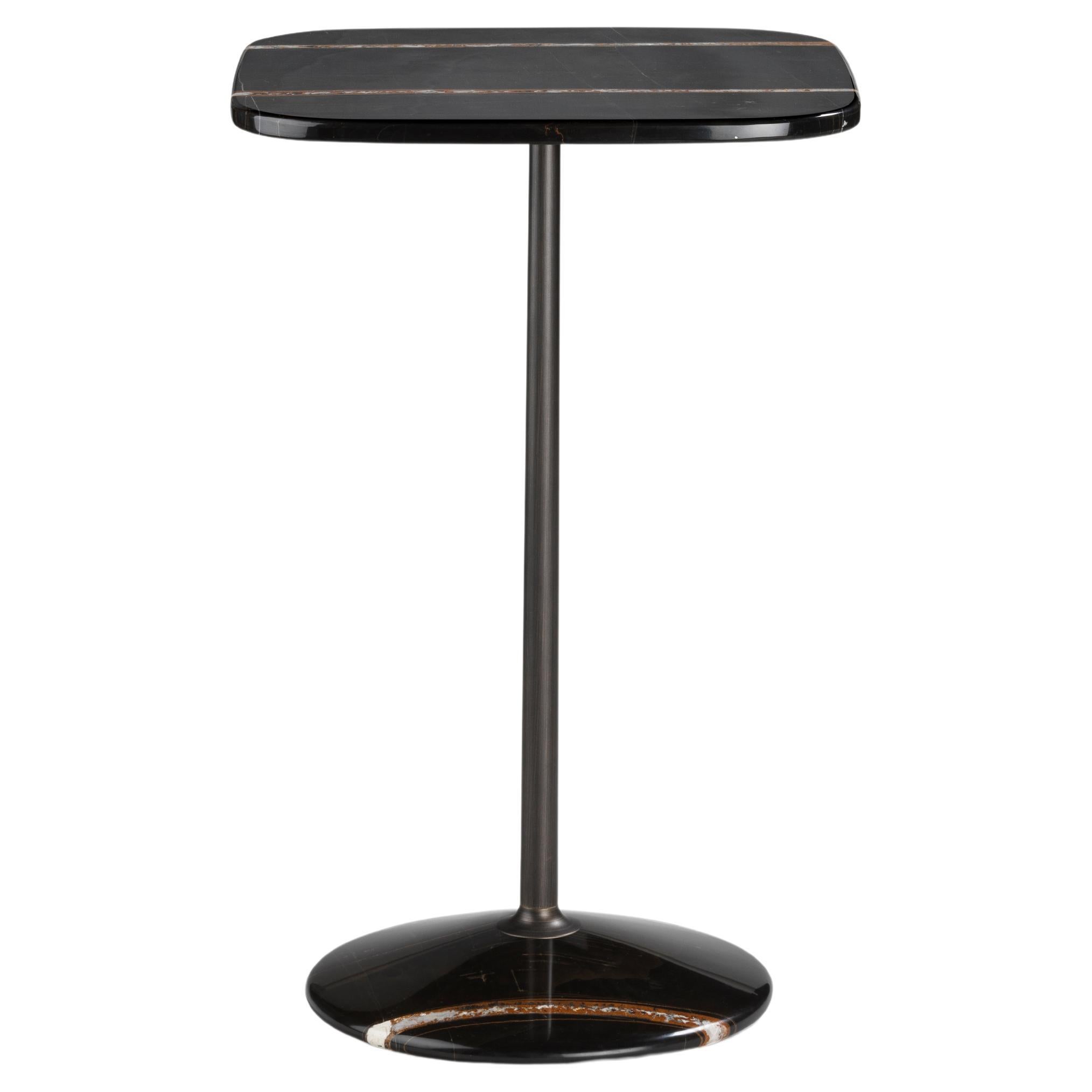 Arnold Tall Table, Sahara Noir Top, Burnished Brass Structure, Made in Italy en vente