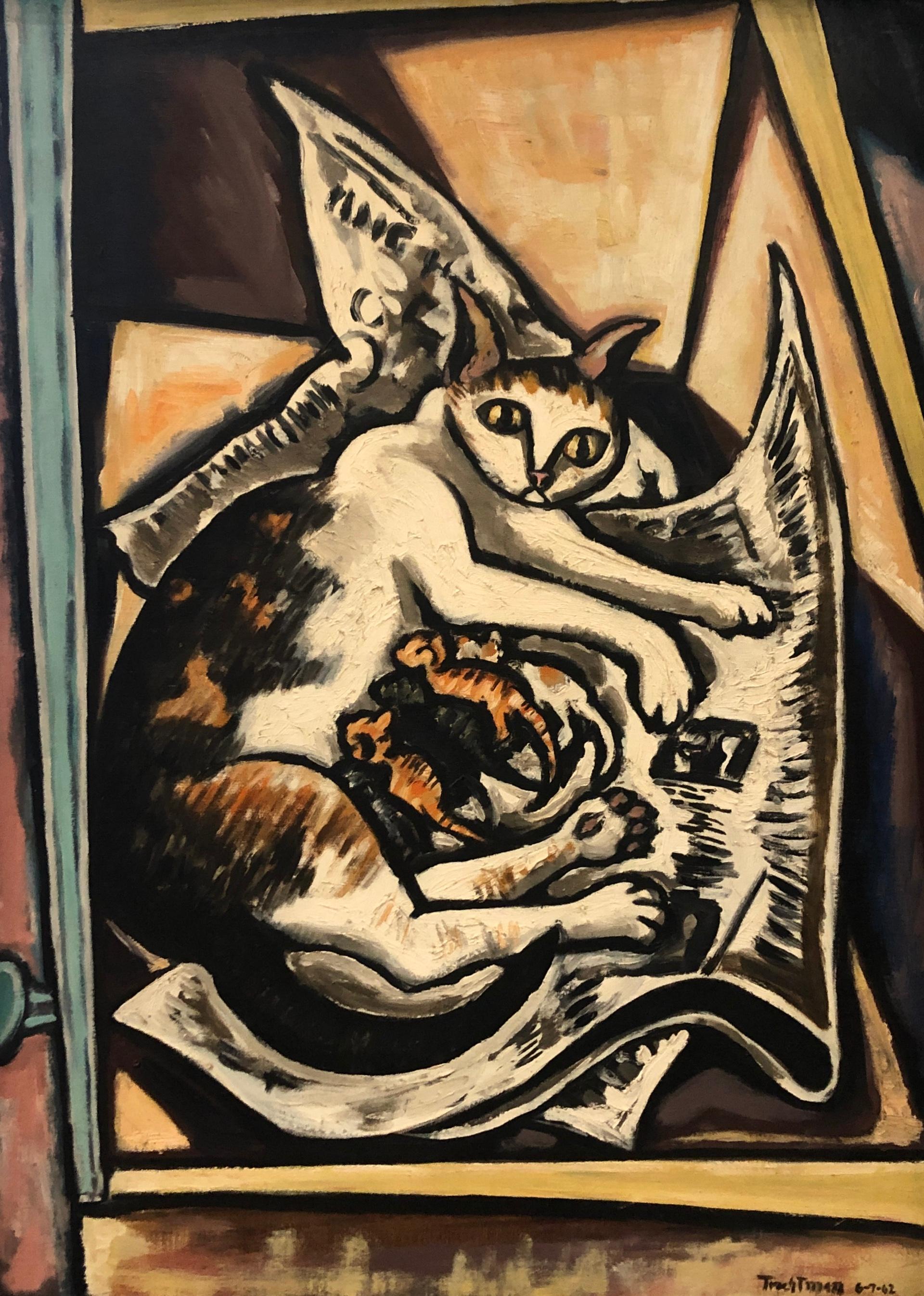 Animal Painting de Arnold Trachtman - Amelia y sus gatitos