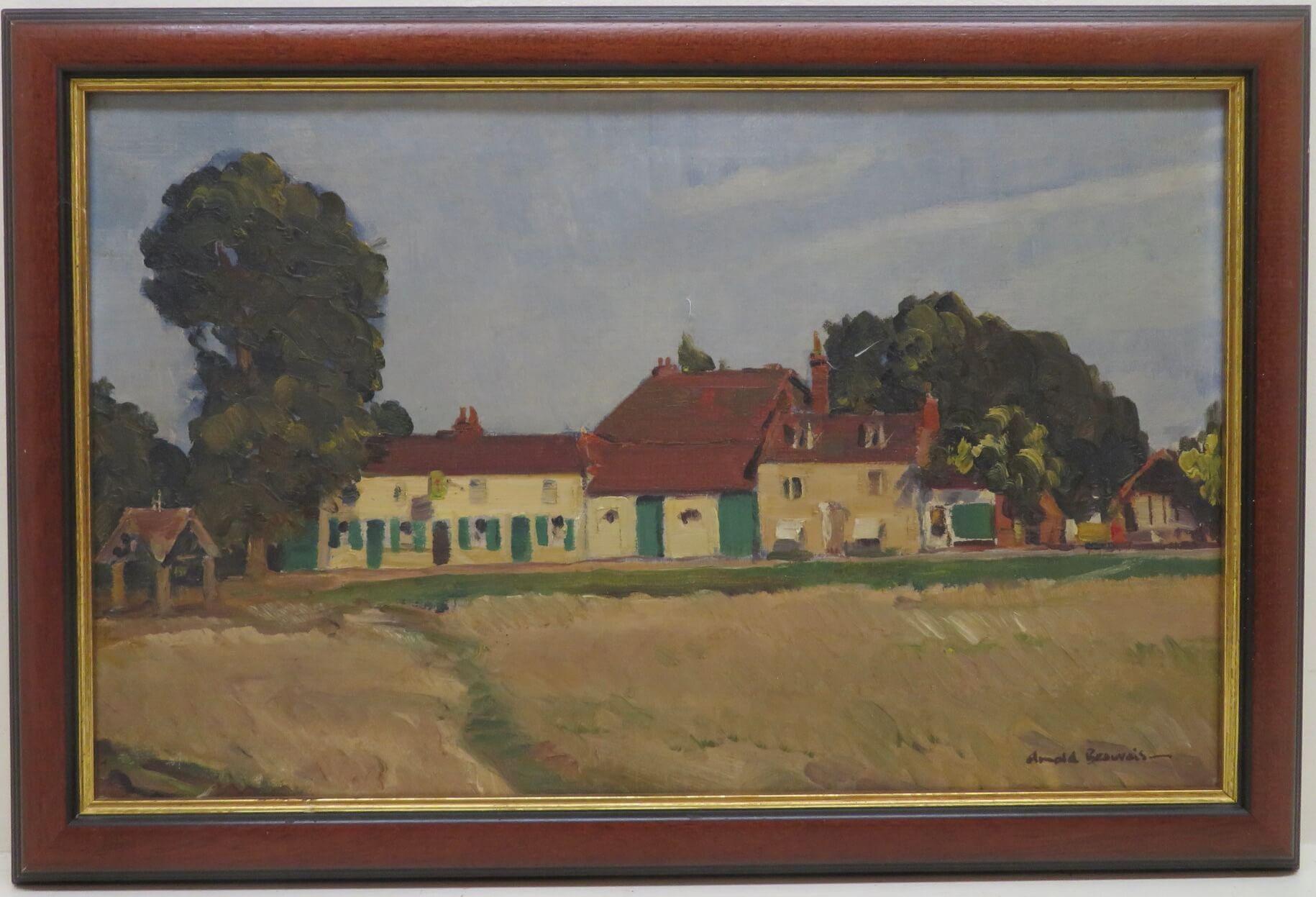 English Greene & Greene & Scena di un pub Pittura ad olio ORIGINALE IMPRESSIONISTA - Painting di Arnold Victor Beuvais