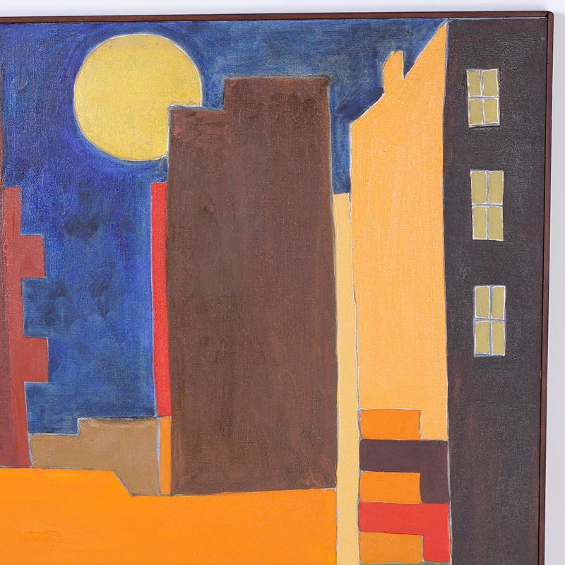 Buntes modernistisches Gemälde auf Leinwand (Kubismus), Painting, von Arnold Weber