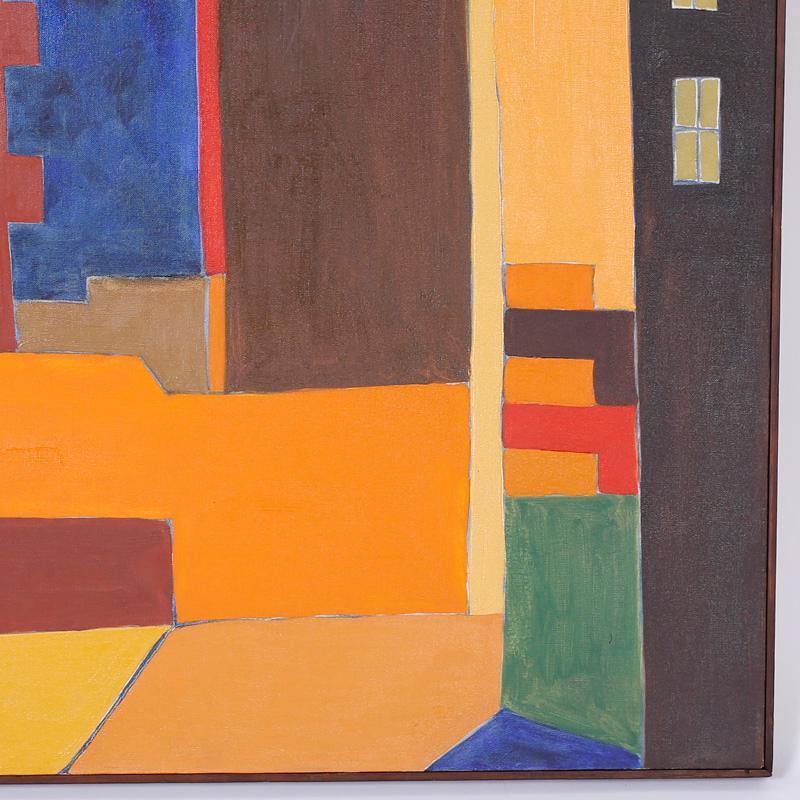 Buntes modernistisches Gemälde auf Leinwand (Beige), Abstract Painting, von Arnold Weber