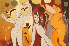 Three Dancing Figures, Modern Painting by Arnold Weber