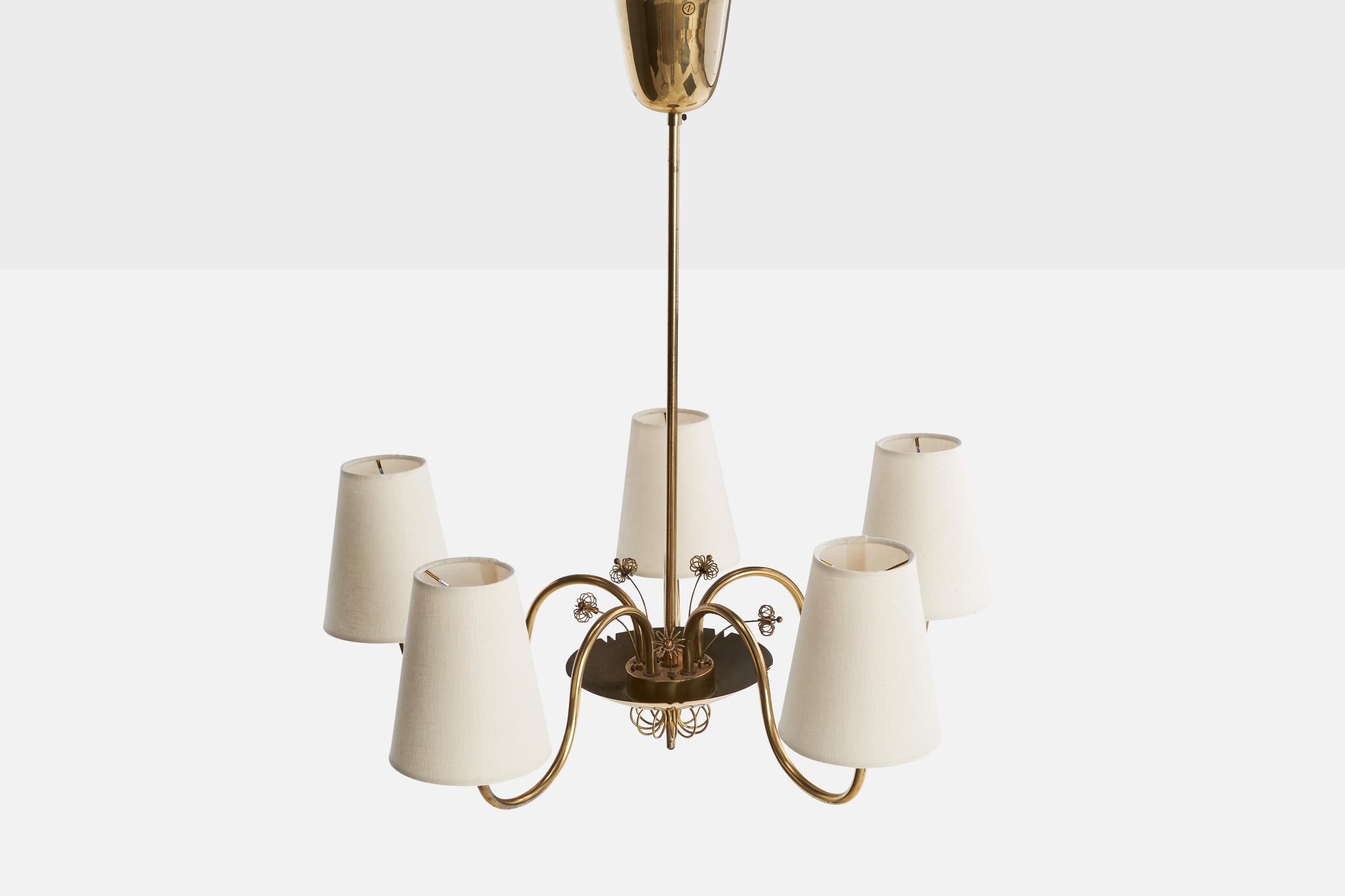 Norvégien Arnold Wiigs Fabrikker, lustre, laiton, Fabrice, Norvège, années 1950 en vente