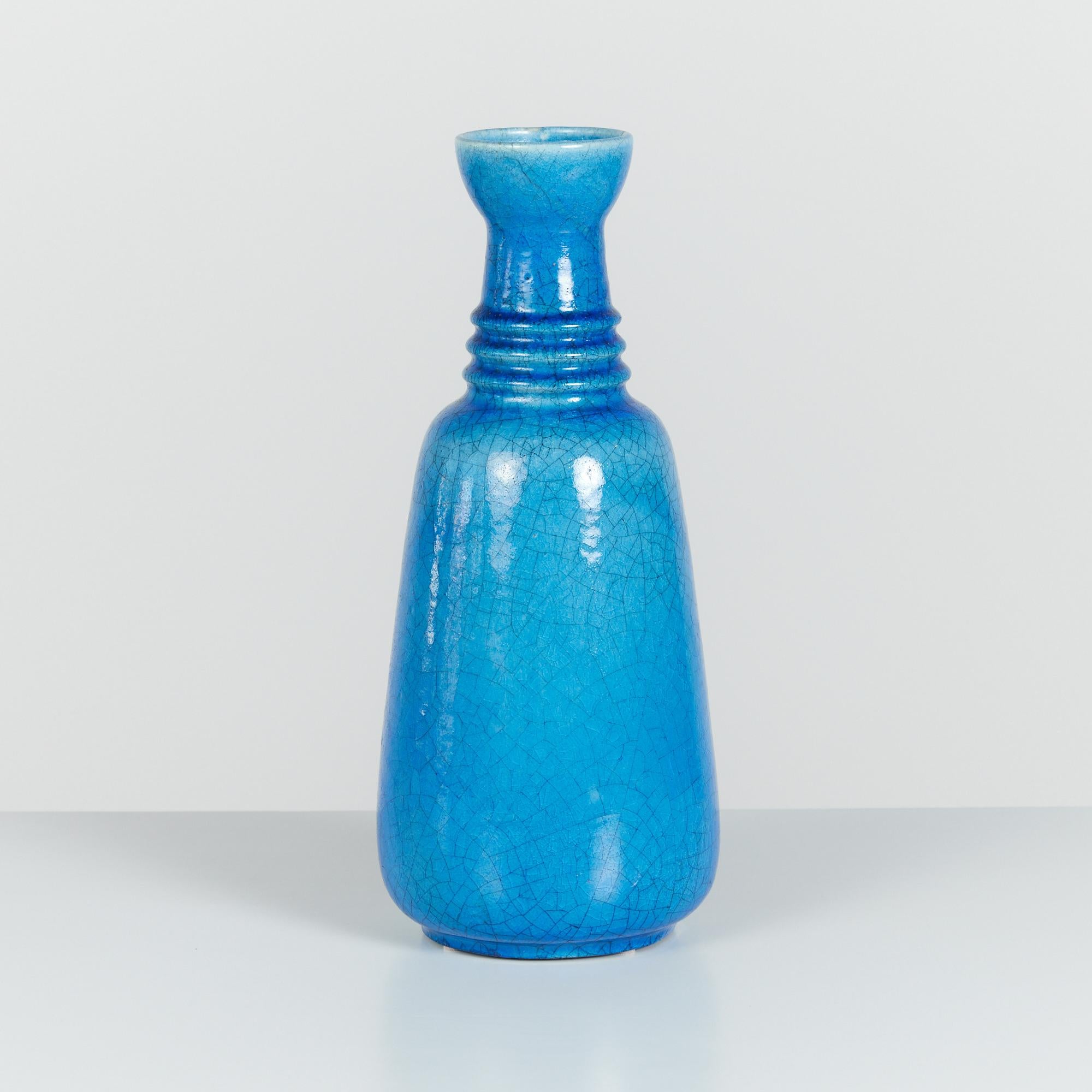 Arnold Zahner Large Scale Blue Glazed Ceramic Vase In Excellent Condition For Sale In Los Angeles, CA